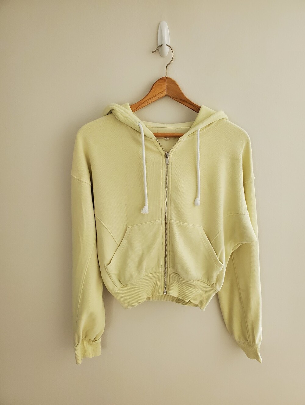 Madewell Butter Yellow Cropped Drop Shoulder Zip Hoodie Sweatshirt Women's XS